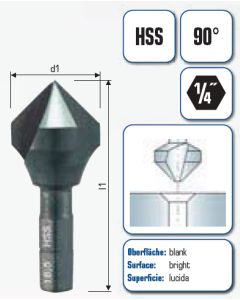 HSS Kegelsenker 90° mit 1/4" Sechskantschaft