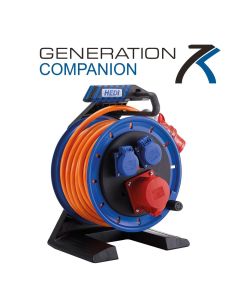 Vollkunstoff-Drehstromtrommel  HEDI Generation 7, Companion mit 20 m HEDI Panzerkabel PLUS H07BQ-F 5G2,5 in orange