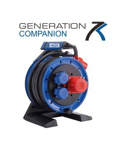 Vollkunstoff-Drehstromtrommel  HEDI Generation 7, Companion mit 20 m Neopren-Gummi-Leitung H07RN-F 5G2,5 in schwarz