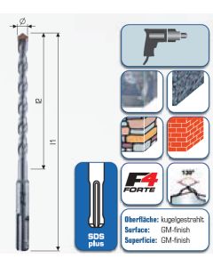 SDS-plus Hammerbohrer "F4" mit 2 Schneiden 110 mm